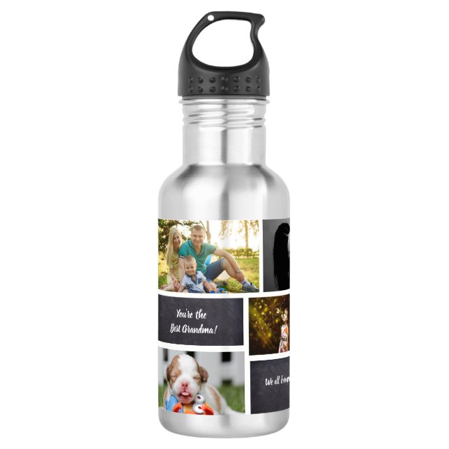 Bouteille D'eau Personnalisée, Grand-mère du collage photo (Devant)