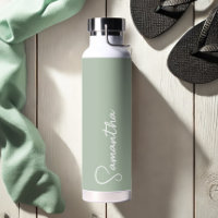 Bouteille d'eau personnalisée Sage Green et White