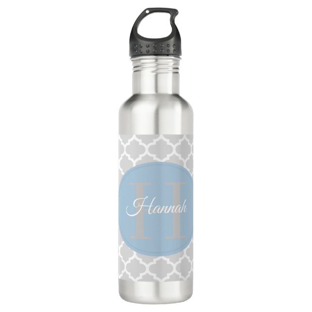 Bouteille d'eau personnalisée Sky Blue Quatrefoil (Devant)