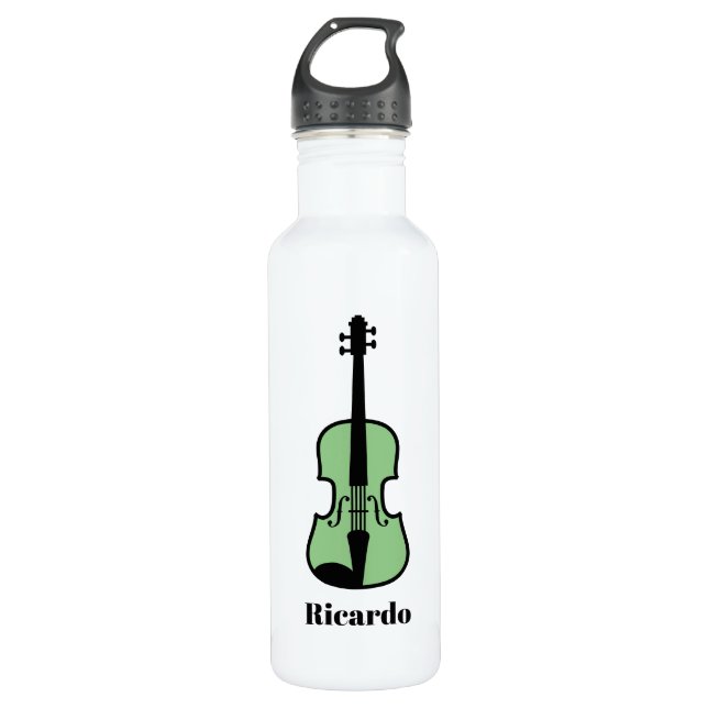 Bouteille d'eau personnalisée violon vert pour vio (Devant)