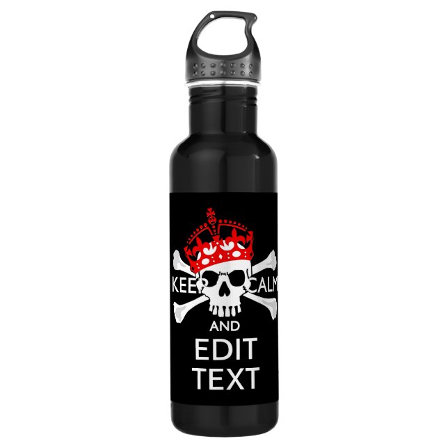 Bouteille D'eau Personnaliser avec le texte Garder calme Crossbone (Devant)
