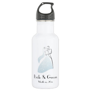 Bouteille D'eau Personnaliser Blue Retro Mariage Dancers Coord
