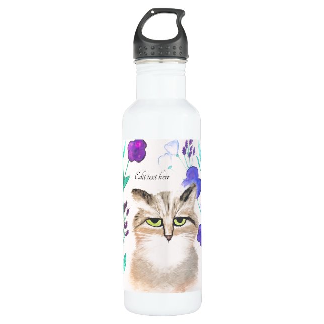 Bouteille D'eau Personnaliser - Cute Cat Art Water Bottle (Devant)