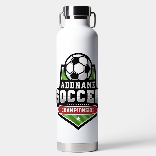 Bouteille D'eau Personnaliser Football AJOUTER TEXTE Varsity Team  (Avant)