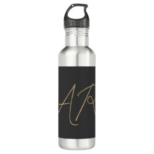 Bouteille D'eau Personnaliser Monogramme Gris clair Beige