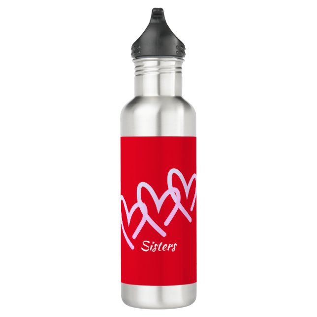 Bouteille D'eau Personnaliser Triple Coeur Rouge (Droite)