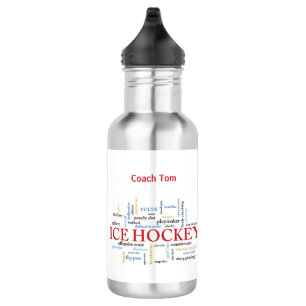 Bouteille D'eau Personnalisez, entraîneur de hockey sur glace Mer