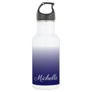 Bouteille D'eau Personnalized gradient ombre navy blue