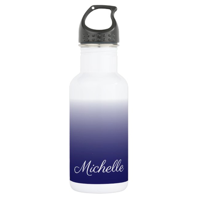 Bouteille D'eau Personnalized gradient ombre navy blue (Devant)