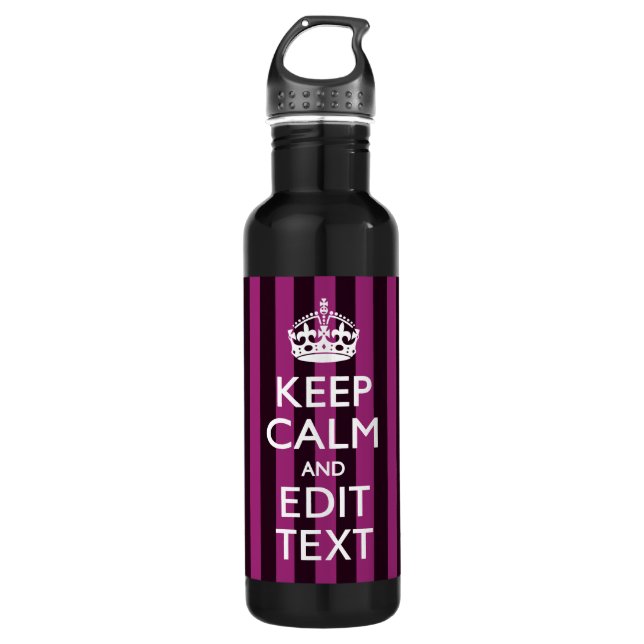Bouteille D'eau Personnalized KEEP CALM and Your Text on Pink (Devant)