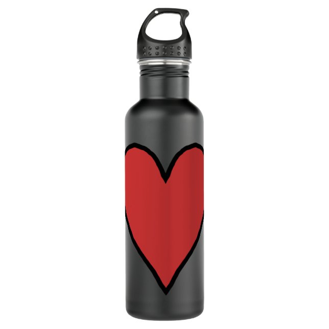 Bouteille D'eau Petit Coeur rouge d'amour 10 (Devant)