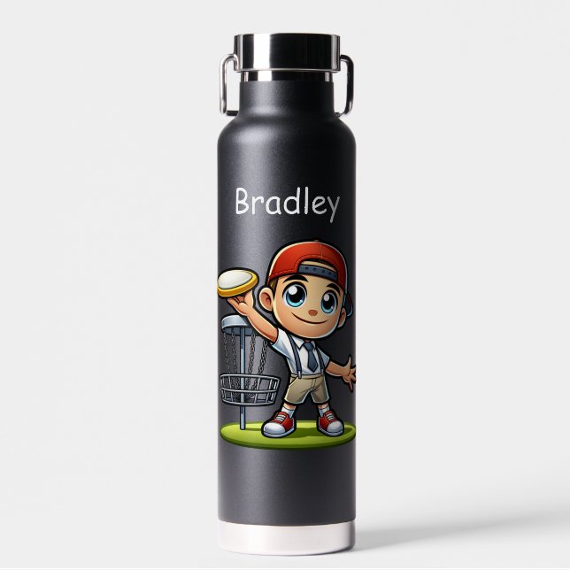 Bouteille D'eau Petit Garçon Cute Jouer Disque Golf Personnalisé (Avant)