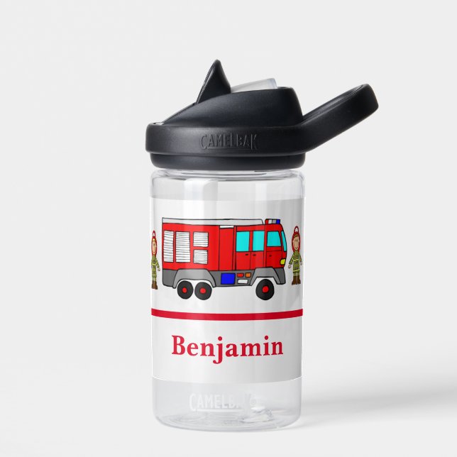Bouteille D'eau Petit mignon Moteur de feu rouge et pompiers (Gauche)