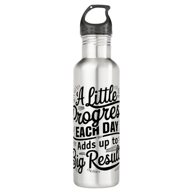 Bouteille D'eau Peu de progrès quotidien (Devant)
