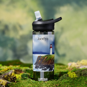 Bouteille D'eau Phare sur les falaises Aquarelle Personnalisée