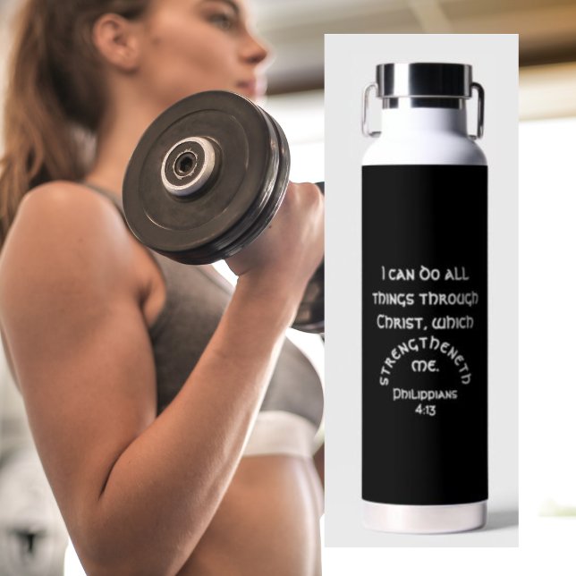 Bouteille D'eau Philippiens 4 Verse Bible Noir Blanc Isolé (Créateur téléchargé)