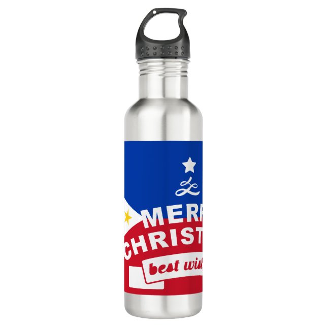 Bouteille D'eau Philippine Flag Christmas : Joyeux Noël & Meilleur (Devant)