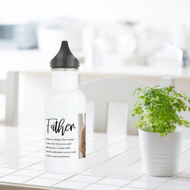 Bouteille D'eau Photo Collage Moderne Avec Père Meilleur Devis Cad (Créateur téléchargé)