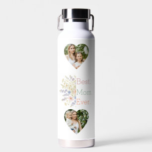 Bouteille D'eau Photo de coeur et design floral - Fête des mères p