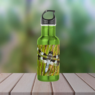 Bouteille D'eau Photo de libellule d'écrémage blanc commun