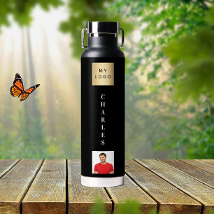 Bouteille D'eau Photo du logo de l'entreprise noire