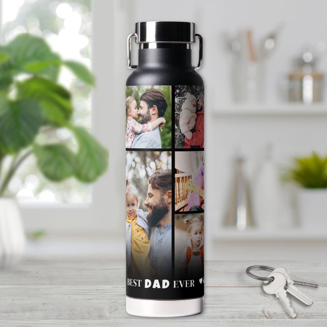Bouteille D'eau Photo personnalisée Meilleur papa Père Collage pèr (Personalized Best Dad Photo Collage Father Water Bottle )