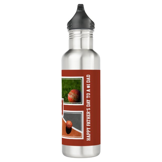 Bouteille D'eau Photo personnalisée Monogramme SPORTS AMATEUR Roug (Droite)