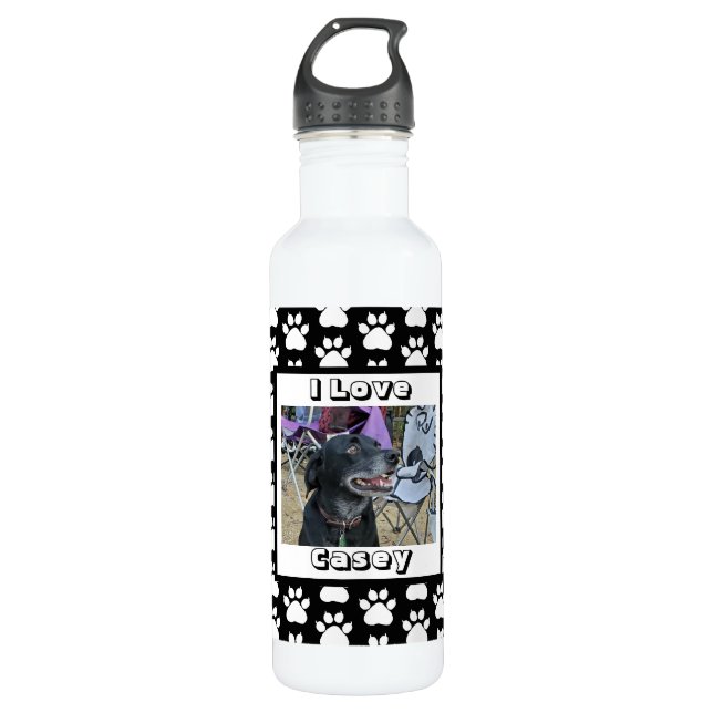 Bouteille D'eau Photo pour animaux customisés et Empreinte de patt (Devant)