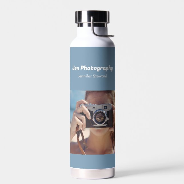 Bouteille D'eau Photographe bleu sur mesure (Gauche)