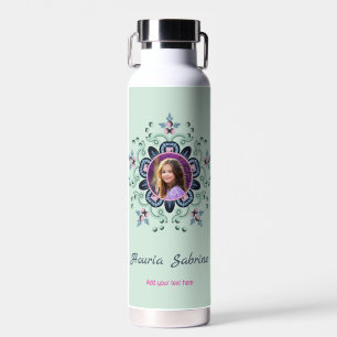 Bouteille D'eau Photos de Doodle Mandala Floral Turquoise & Rose