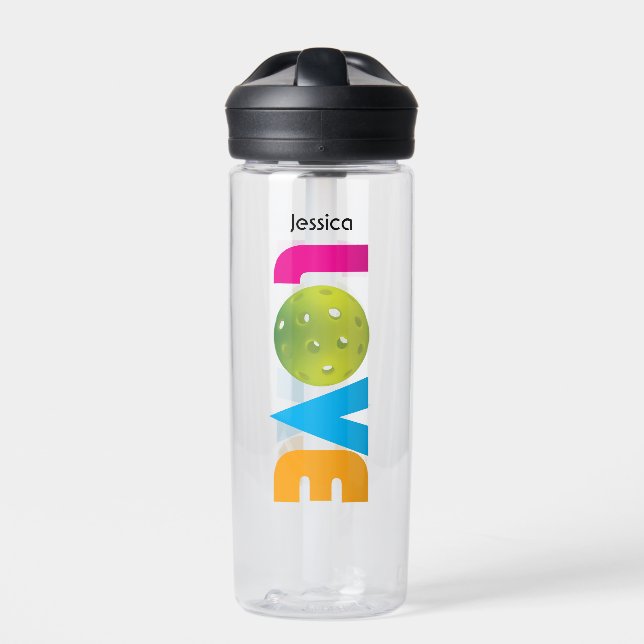 Bouteille D'eau Pickleball Love, nom personnalisé ou texte (Extérieur)
