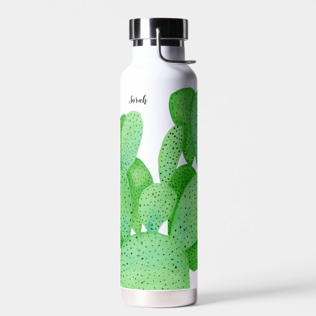 Bouteille D'eau Pickly Pear Cactus Script personnalisé (Gauche)