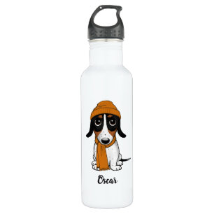 Bouteille D'eau Piebald Dachshund  Chien huppé avec texte personna
