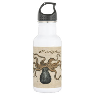 Bouteille D'eau Pieuvre Kraken Antique Faune Marine Côtière
