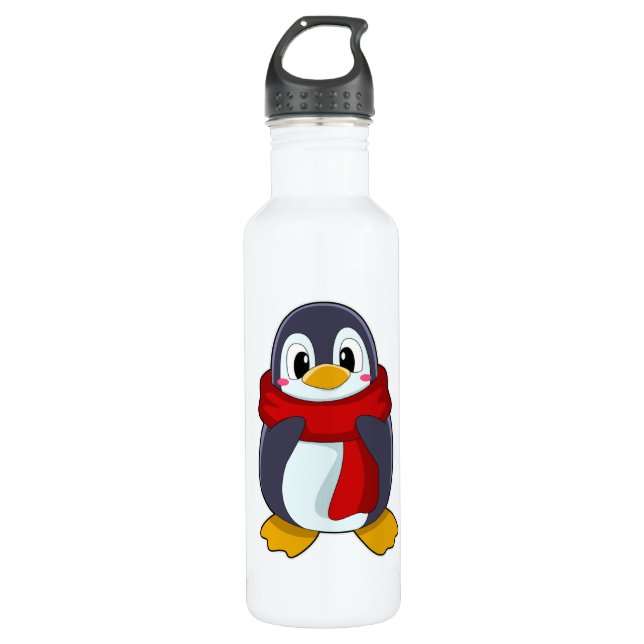 Bouteille D'eau Pingouin avec Écharpe (Devant)