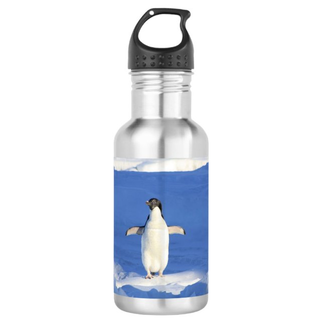 Bouteille D'eau Pingouin drôle sur la glace photo (Devant)