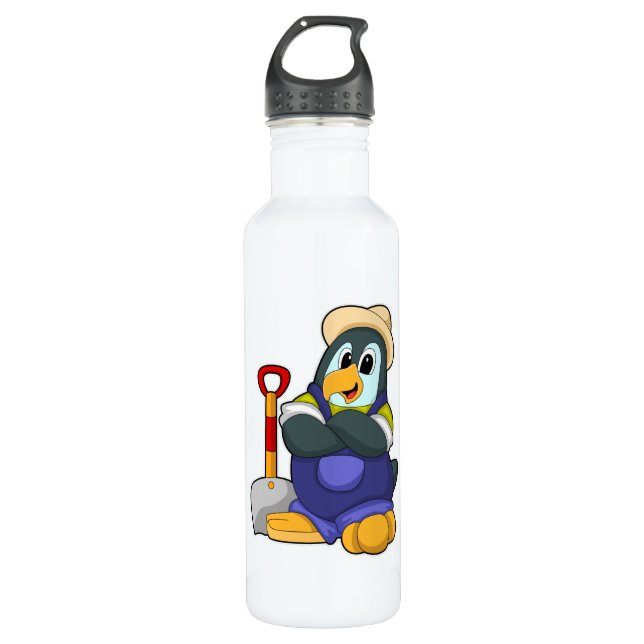 Bouteille D'eau Pingouin paysan avec merle (Devant)
