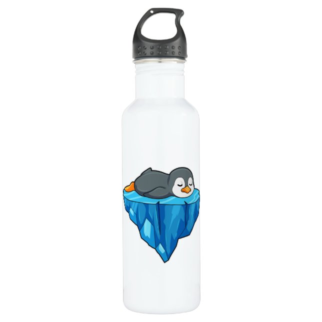 Bouteille D'eau Pingouin sur glace floc (Devant)
