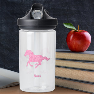 Bouteille D'eau Pink Glitter Horse Little Girl First Name Animal