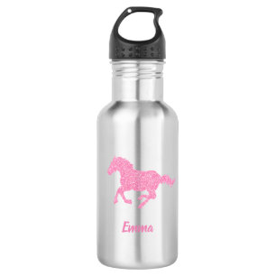 Bouteille D'eau Pink Glitter Horse Little Girl First Name Animal