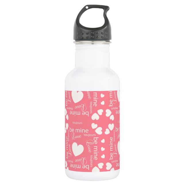 Bouteille D'eau Pink Love Heart Be Mine (Devant)
