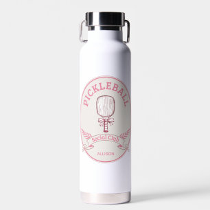 Bouteille D'eau Pink Pickleball Social Club Emblem Avec Nom