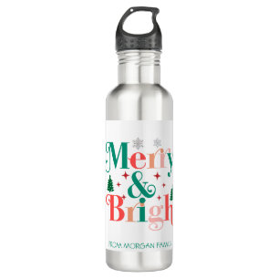 Bouteille D'eau Pins De Neige Joyeux Et Lumineux
