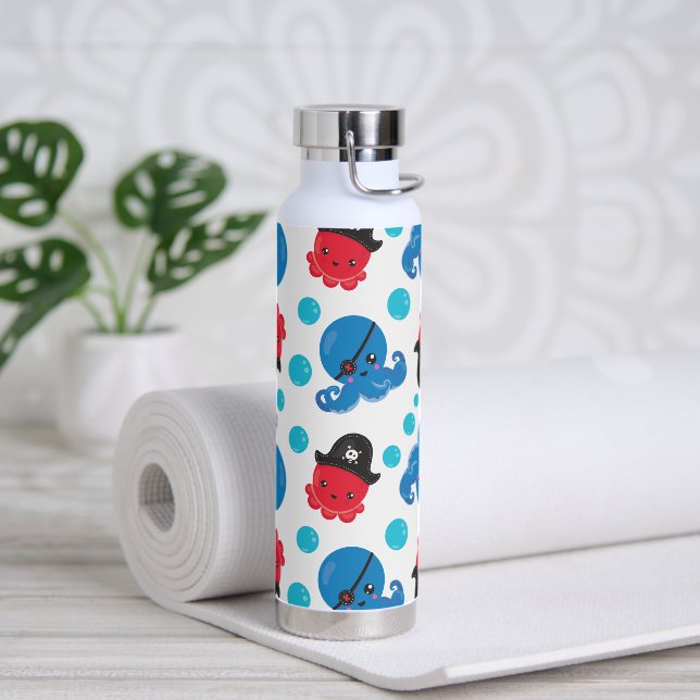 Bouteille D'eau Pirate Octopus, Motif de pieuvre, Animaux de mer (Yoga)