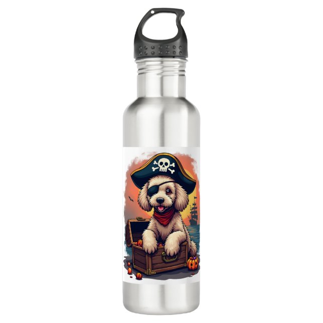 Bouteille D'eau Pirate Poodle Plunder (Devant)