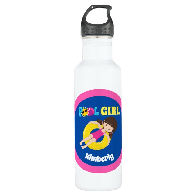 Bouteille D'eau Piscine d'été mignonne Girl Custom Swim Team (Devant)