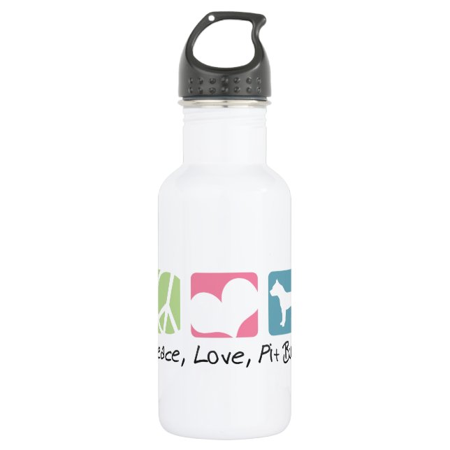 Bouteille D'eau Pitbulls d'amour de paix (Devant)