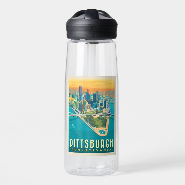 Bouteille D'eau Pittsburgh, PA | Vue oeil d'oiseau (Avant)
