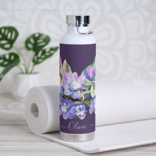 Bouteille D'eau PixDezines Aquarelle Pale Violet Cymbidium Orchidé