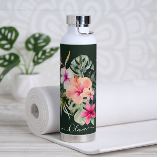 Bouteille D'eau PixDezines Aquarelle Tropical Paradise Fleurs
